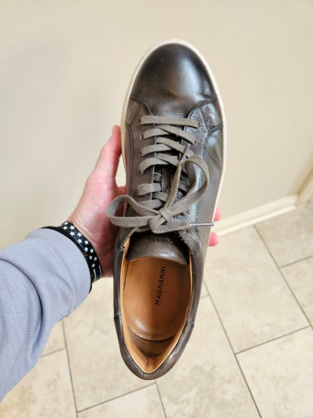 Magnanni Men's Leather Sneakers, Gray, Sz 13 - Picture 11 of 16